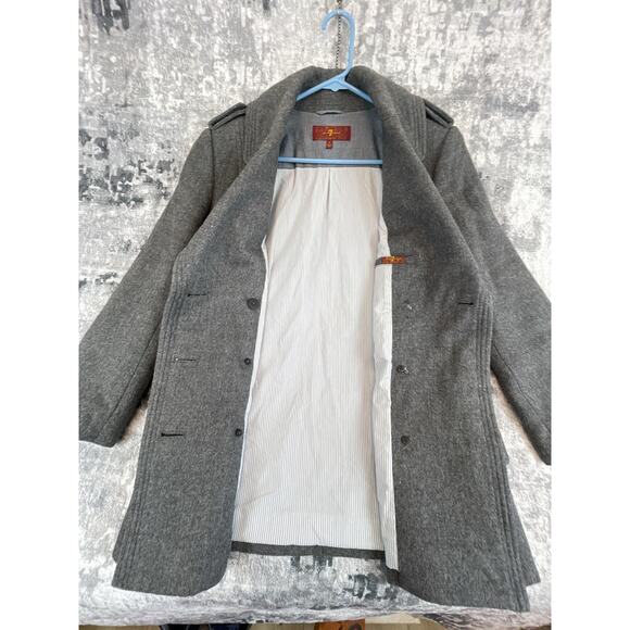 7 For All Mankind Wool Blend Military Peacoat Gray Pea Coat AN9156-B43 - Picture 6 of 7